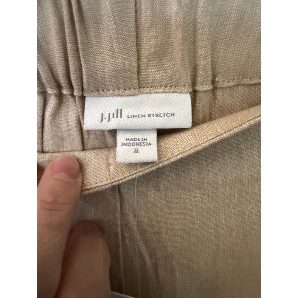 J.Jill Linen Stretch Pull-On Ankle Pants Button Hem Tan Beige Size Medium NWT - Picture 5 of 6